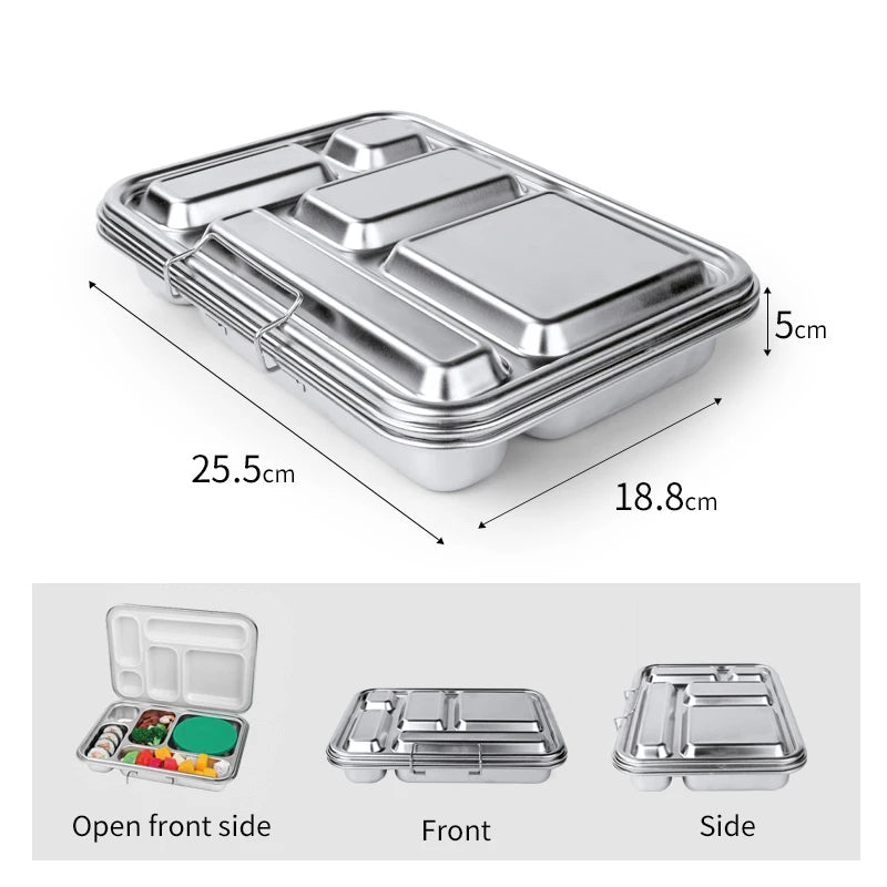 5 compartment Stainless Steel Bento Lunchbox