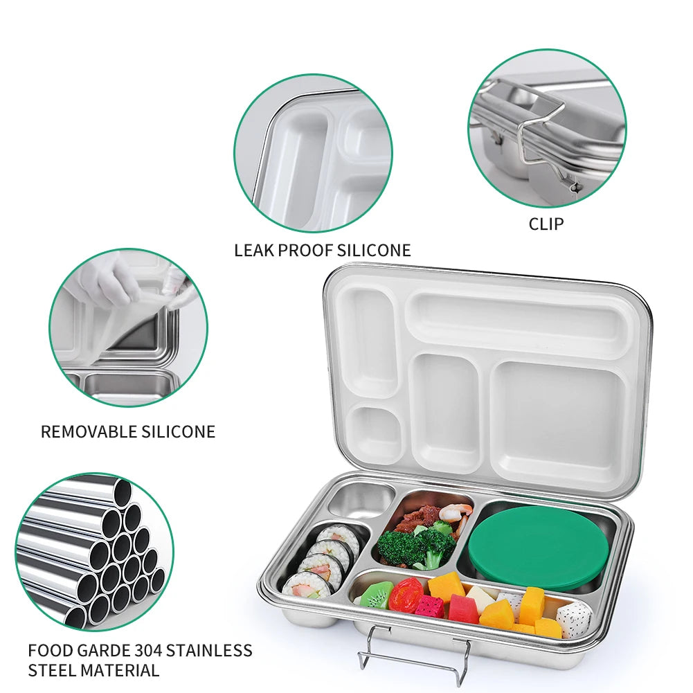 5 compartment Stainless Steel Bento Lunchbox