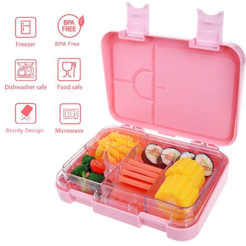 Lunch Box Kids Bento Microwave Safe 6 Removable Compartments