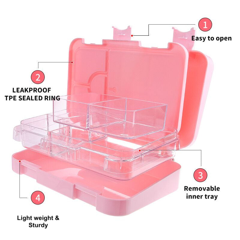 Snack Box - Bento Lunchbox - Pink Middle Size